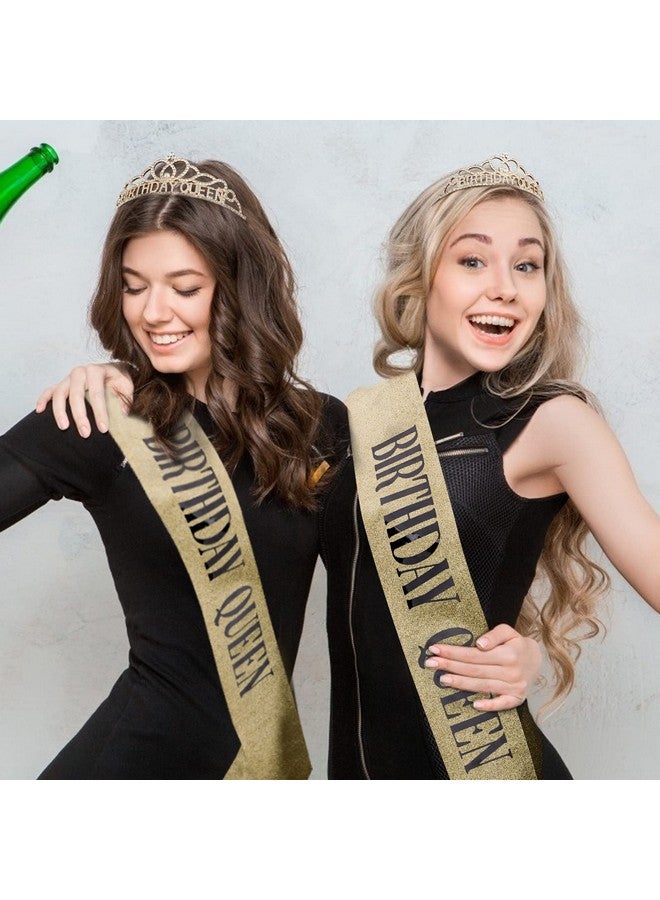 CAVETEE Gold Birthday Crowns and Sash - Queen Tiara for Party Decorations - Image 4