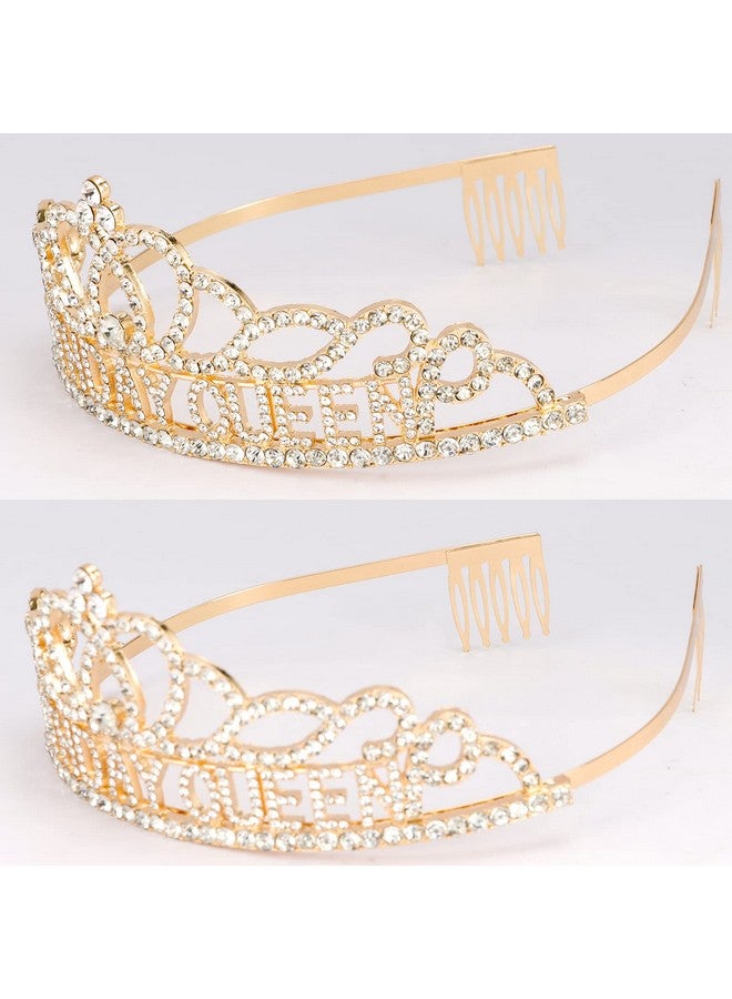 CAVETEE Gold Birthday Crowns and Sash - Queen Tiara for Party Decorations - Image 3