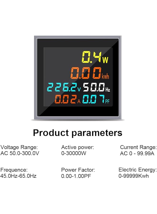 Ac Current Voltage Amperage 6-In-1 Power Energy Monitor, Lcd Digital Display Voltage Ammeter, Ac 50.0-300.0V, 100A Mini Multimeter Volt Amp Watt Meter With Current Transformer Ct - Image 3