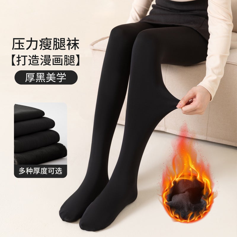 Fleece-Lined Thickened Black Leggings Women'S Outer Wear Warm Light Leg Artifact Slight Pressure Slim Not Lose Crotch Pantyhose - Image 2