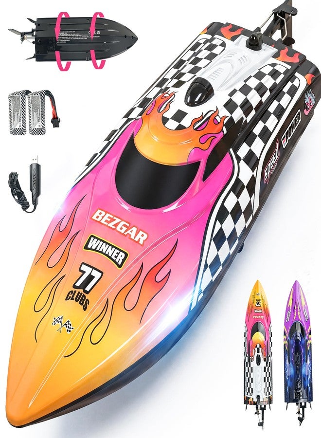 BEZGAR RC Boat, 12 inch Remote Control Boat for Kids and Adults, 25 KPH Fast RC Speed Boats with 2 Batteries, Ideal Waterproof Toy for Pool & Lake - TX136 - Image 1