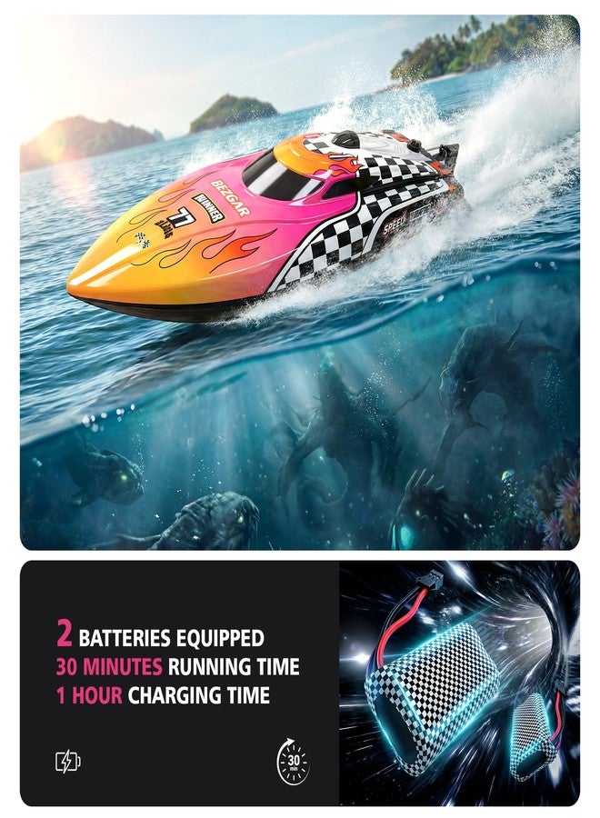 BEZGAR RC Boat, 12 inch Remote Control Boat for Kids and Adults, 25 KPH Fast RC Speed Boats with 2 Batteries, Ideal Waterproof Toy for Pool & Lake - TX136 - Image 3