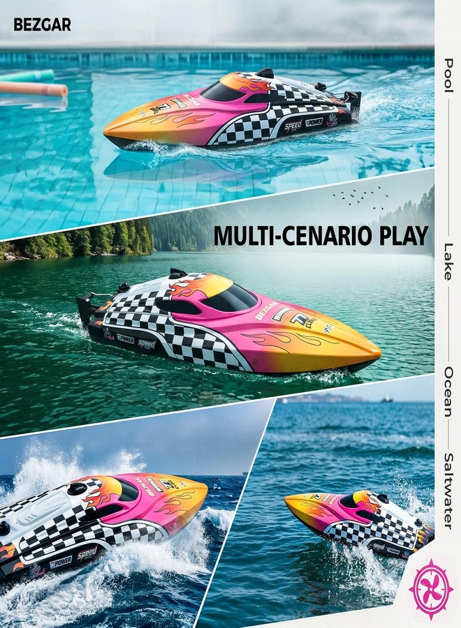 BEZGAR RC Boat, 12 inch Remote Control Boat for Kids and Adults, 25 KPH Fast RC Speed Boats with 2 Batteries, Ideal Waterproof Toy for Pool & Lake - TX136 - Image 4