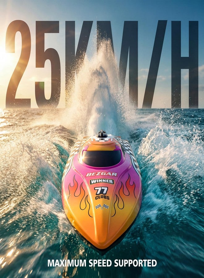 BEZGAR RC Boat, 12 inch Remote Control Boat for Kids and Adults, 25 KPH Fast RC Speed Boats with 2 Batteries, Ideal Waterproof Toy for Pool & Lake - TX136 - Image 2