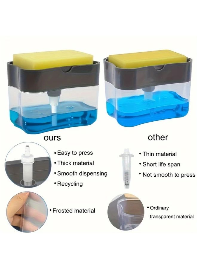 Grey Automatic Dish Soap Dispenser with Push Button Transparent Window Modern Kitchen Tool - Image 5
