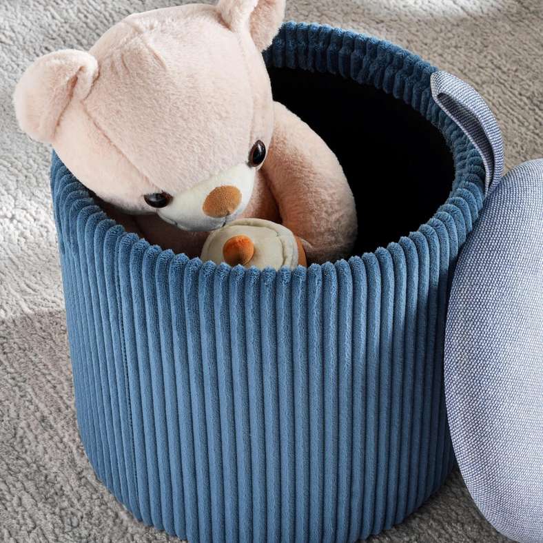 Pan Home Ribbed Pouf With Storage - Blue - Image 2