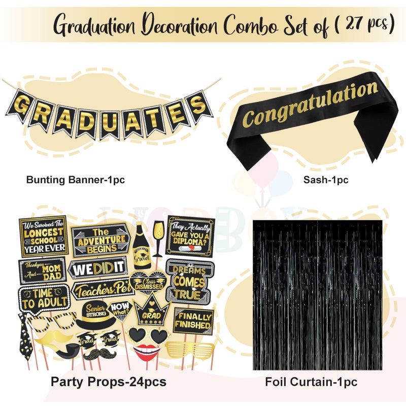 Wobbox Graduation Party Photo Props, Graduation Banner, Graduation Decoration Kit (27 Pcs) (FP3641) - Image 2