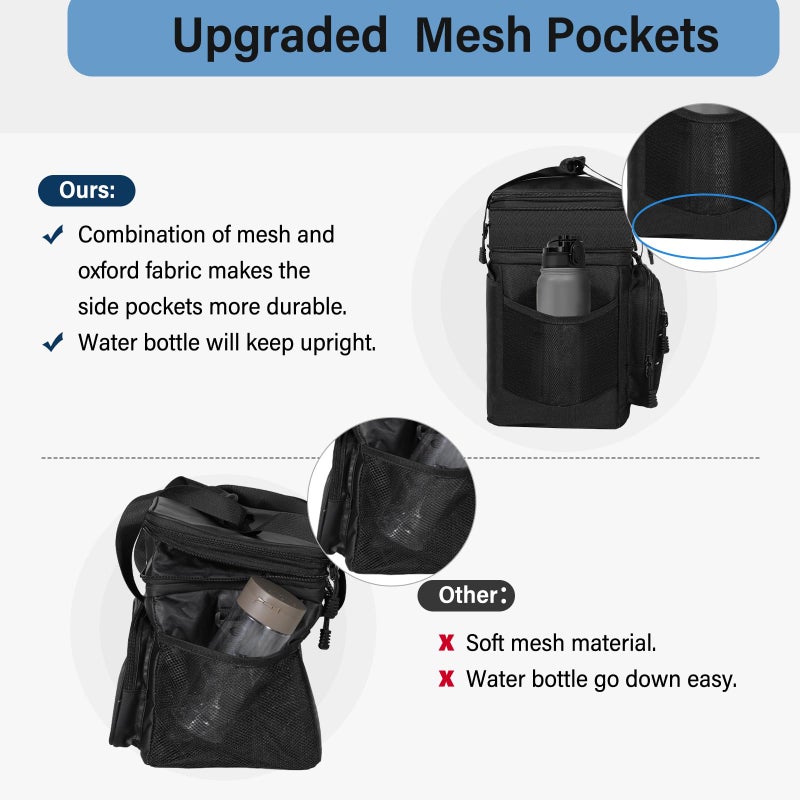 TENKIST Lunch Box Cooler Bag - Insulated Tactical Lunchbox for Men - Large Lunch Pail for Adults Work Outdoor Shifts Trips Black 25L - Image 3