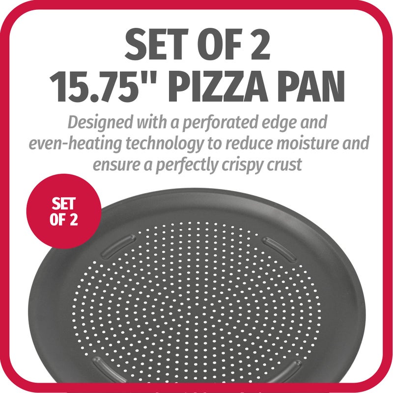 GoodCook AirPerfect Nonstick 16â€ Pizza Pan - Set of 2 - Pizza Trays for Oven, Perforated Round Pizza Pan, Carbon Steel Baking Pan, Homemade, Frozen & Leftover Slices - Image 2