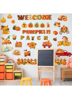 HOWAF HOWAF Fall Classroom Decorations Welcome to Our Pumpkin Patch Bulletin Board Set for Autumn Chalkboard School, Fall Pumpkin Truck Maple Leaves Cutout for Thanksgiving Wall Class Blackboard Decor  - Image 4
