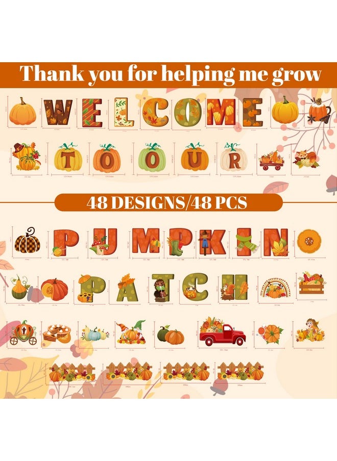 هواف ديكورات الفصول الدراسية الخريفية من HOWAF، مرحبًا بكم في مجموعة لوحة إعلانات Pumpkin Patch الخاصة بنا لمدرسة السبورة الخريفية، شاحنة اليقطين الخريفية، أوراق القيقب المقطوعة لجدار عيد الشكر، ديكور السبورة  - Image 2