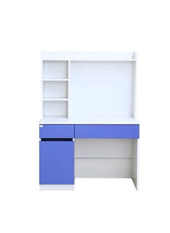 Multifunctional White and Blue Study Desk with Shelves, Drawers, and Cupboards – 141cm Height, 100cm Width, Premium 18mm  MDF Construction, Ideal for Home Office or Study Room. White /Blue (Arfan) - pzsku/ZDF73E25F04686AB275F7Z/45/_/1739811571/b5f46247-70a5-4ba7-9e77-29cc305ceecf