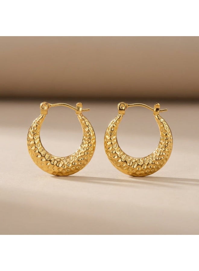 Luxuria Elegant crescent-shaped earrings with a distinctive hammered finish. Women's jewelry. - Image 1