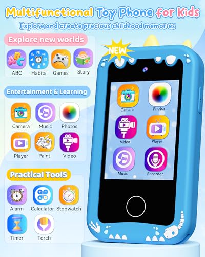 KOKODI Kids Smart Phone Touchscreen HD Dual Camera Cell Phone for Kids Christmas Birthday Gifts Dinosaur Child Play Phone for Boys 310 Travel Toy Preschool Learning Education Toy - Image 5
