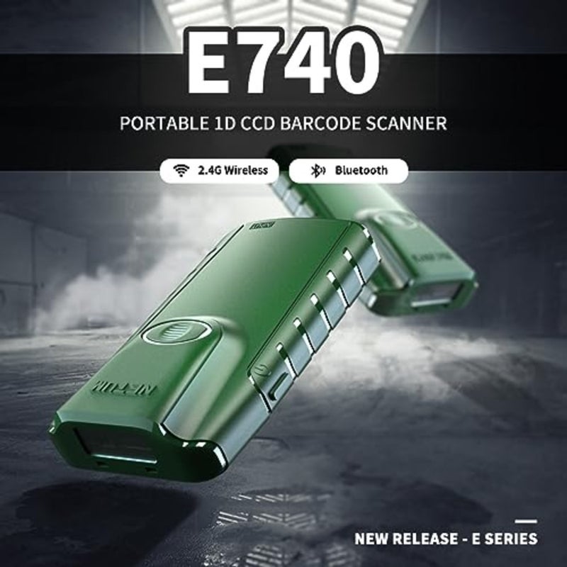 Bluetooth Barcode Scanner, 3-in-1 Small Portable CCD Barcode Reader Automatic Wireless scanner Scan Back Clip Work with Tablet iOS Android Windows MacOS for Warehouse Inventory POS 1D - E740 - Image 2