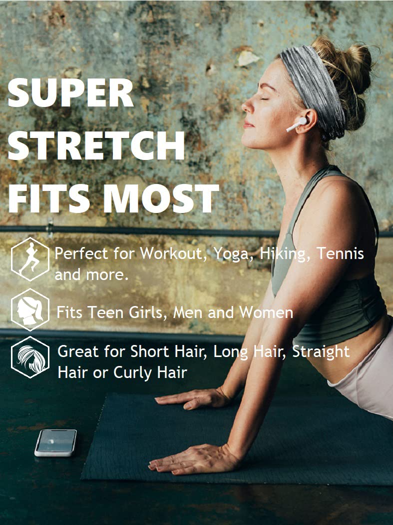 TERSE Sweat Bands Headbands for Women: Workout Headbands for Women Non Slip, Sweatbands for Sports Yoga Running - Image 4