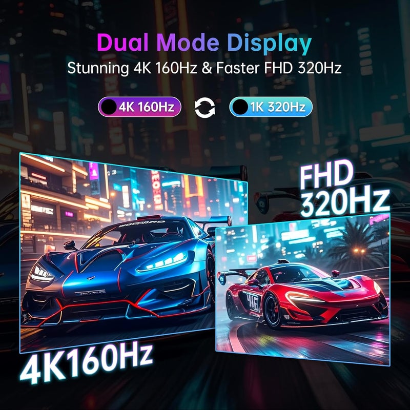 KTC 27 Inch 4K Gaming Monitor, Dual Mode UHD 160Hz & FHD 320Hz, Fast IPS, HDR400, Adaptive Sync, HDMI 2.1 & DP 1.4, 90W Type-C, Height Adjustment PC Monitor, VESA, KVM Support, H27P6 - Image 2