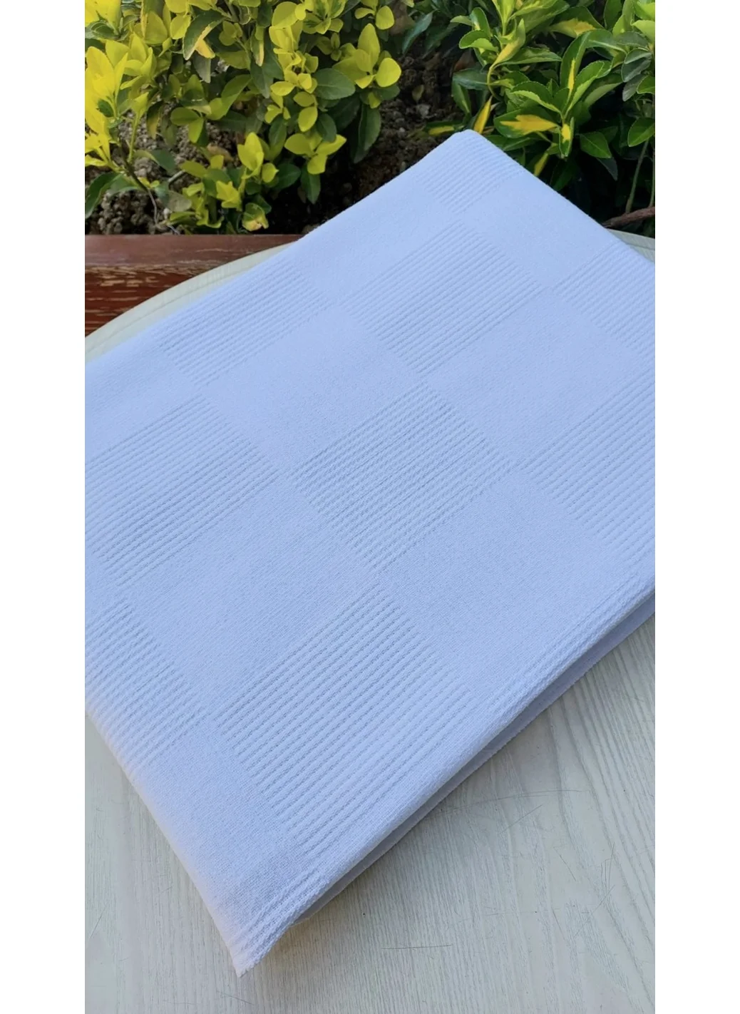 Tekstilci Textile Manufacturer Hotel Blanket Double Self Patterned White Blanket Cotton 200 x 235 cm