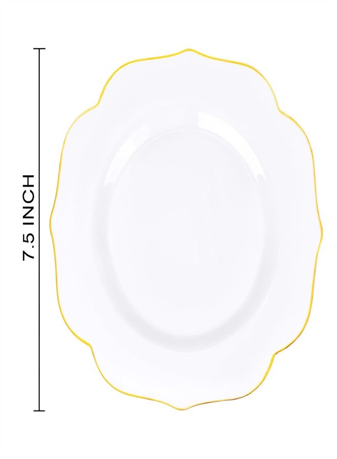 bUCLA 48Pieces Gold Plastic Dessert Plates Disposable - 7.5inch Premium Hard White with Gold Rim Plastic Salad/Appetizer/Small Cake Plate for Wedding&Party - Image 2