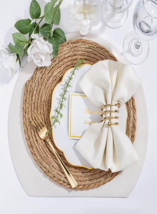 bUCLA 48Pieces Gold Plastic Dessert Plates Disposable - 7.5inch Premium Hard White with Gold Rim Plastic Salad/Appetizer/Small Cake Plate for Wedding&Party - Image 5