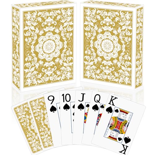 Metsyth Playing CardsDeck of Cards 2 PackPoker Cards SetJumbo Large Print Playing Cards for Adults SeniorsCard Games for Family Game Night Party Casino Magic Gold - Image 1