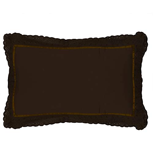 VHC 100% Cotton Lace Pillow Cover/Case Set (Pack of 2) -Coffee Brown - Image 3