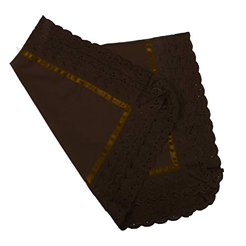 VHC 100% Cotton Lace Pillow Cover/Case Set (Pack of 2) -Coffee Brown - Image 4