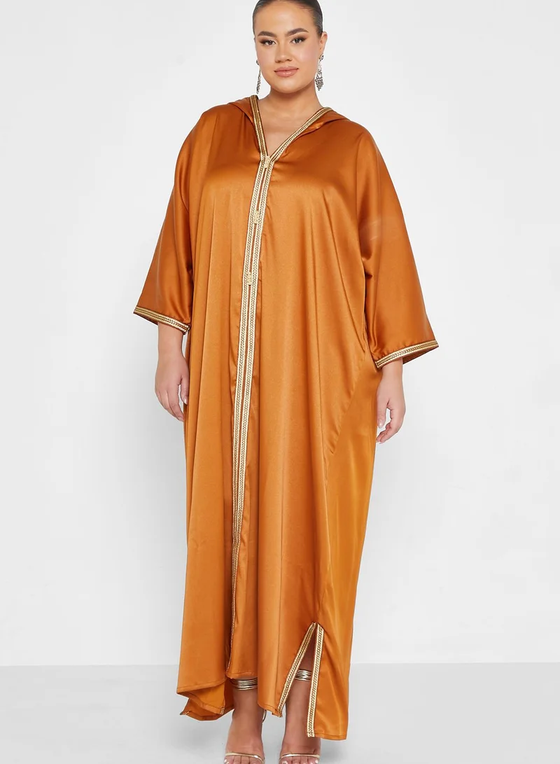 Maison Arabelle Curve V-Neck Printed Jalabiya