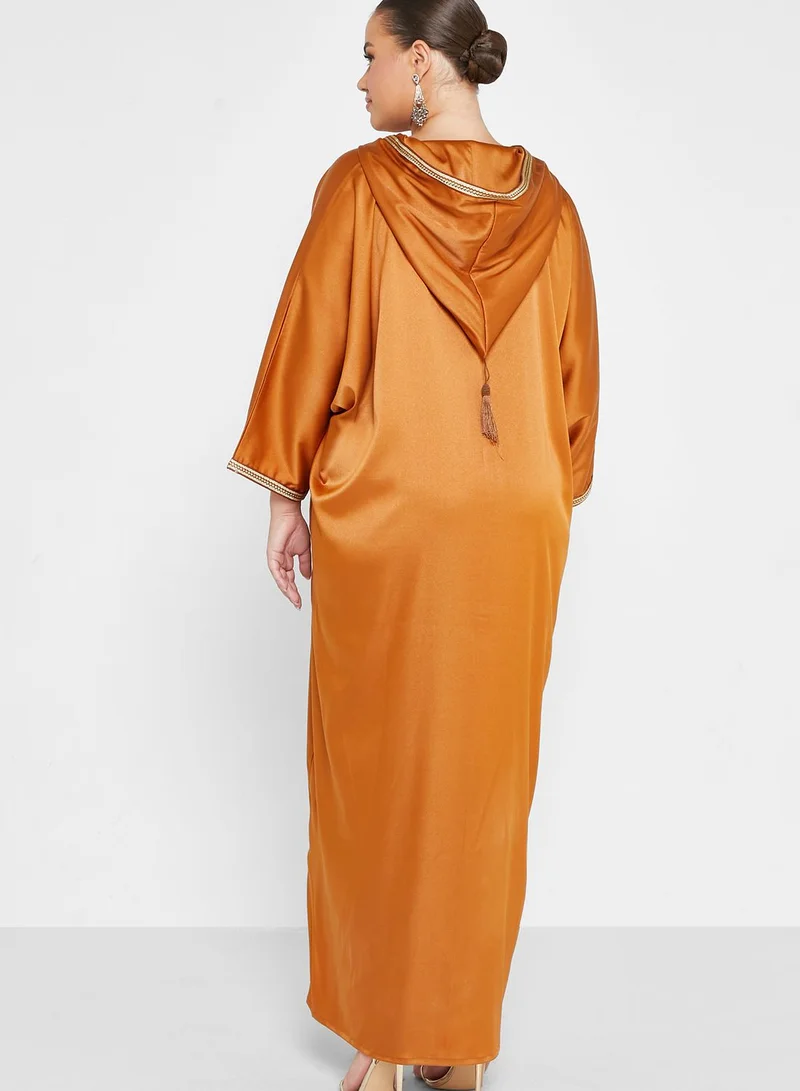 Maison Arabelle Curve V-Neck Printed Jalabiya