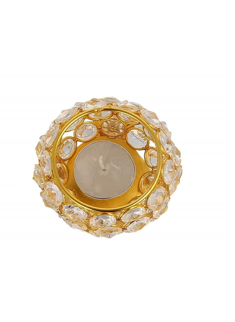 Dev Creations Dev Creations Gold Plated Crystal Candle Holder Tea Light Stand Decorative Tealight Holders for Home Office Living Room Table Centerpiece Decoration Candle Holder Pack of 2  - Image 5