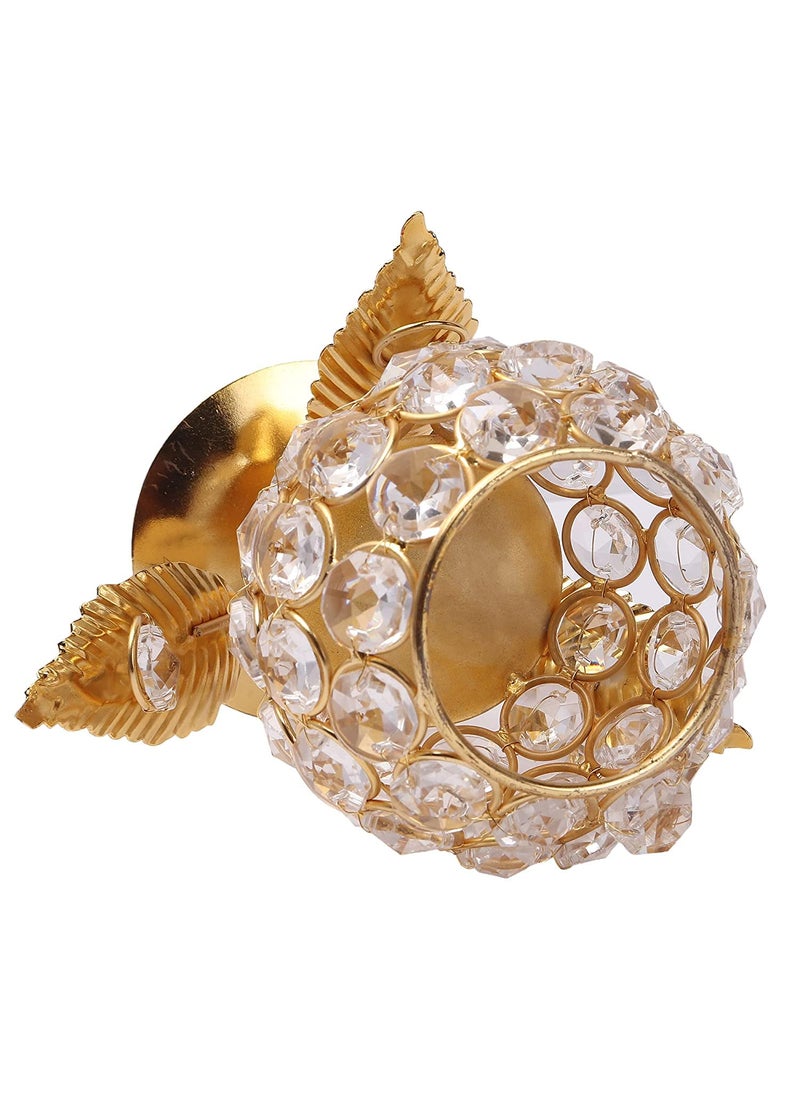 Dev Creations Dev Creations Gold Plated Crystal Candle Holder Tea Light Stand Decorative Tealight Holders for Home Office Living Room Table Centerpiece Decoration Candle Holder Pack of 2  - Image 3