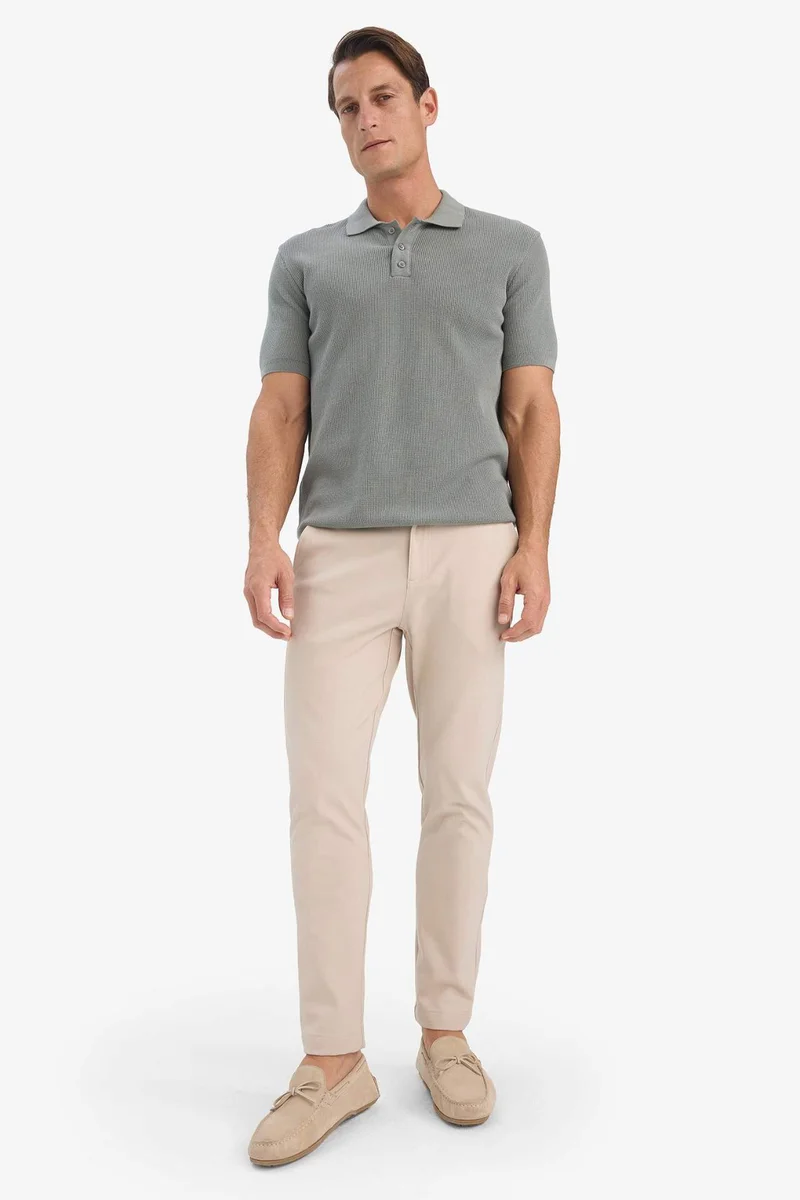 Defacto  Tailored Fit Straight Leg Stretch Trousers for Men | Best Price UAE