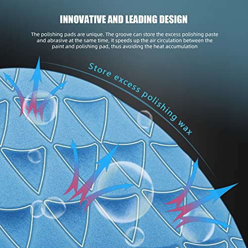 SPTA مجموعة وسادات تلميع SPTA 10 قطع، وسادات تلميع كبيرة الحجم 7 بوصات، مجموعة وسادات إسفنجية لتلميع السيارات مع لوحة خلفية 5/8"-11 لتلميع الشمع للسيارات - Image 5