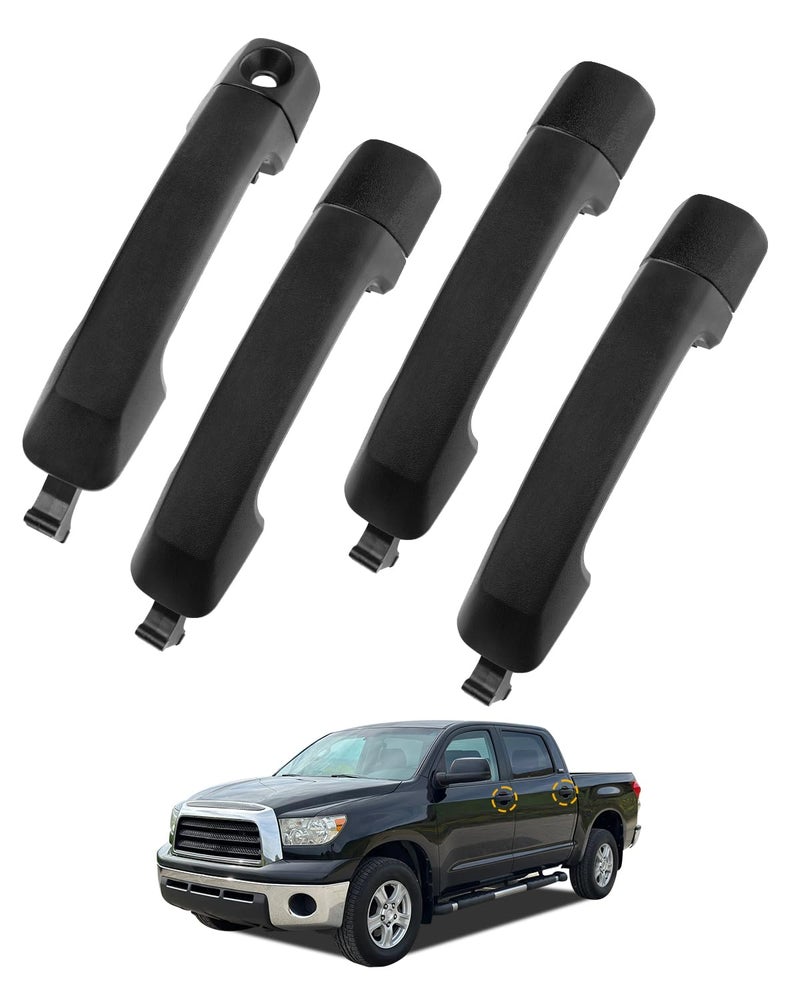 Gledewen Outside Door Handles 4PCS Compatible with 20072021 Toyota Tundra 20082021 Toyota Sequoia Black Exterior Front Rear Left Driver Right Passenger Side Door Handle OE 81297 81298 692100C010 - Image 2