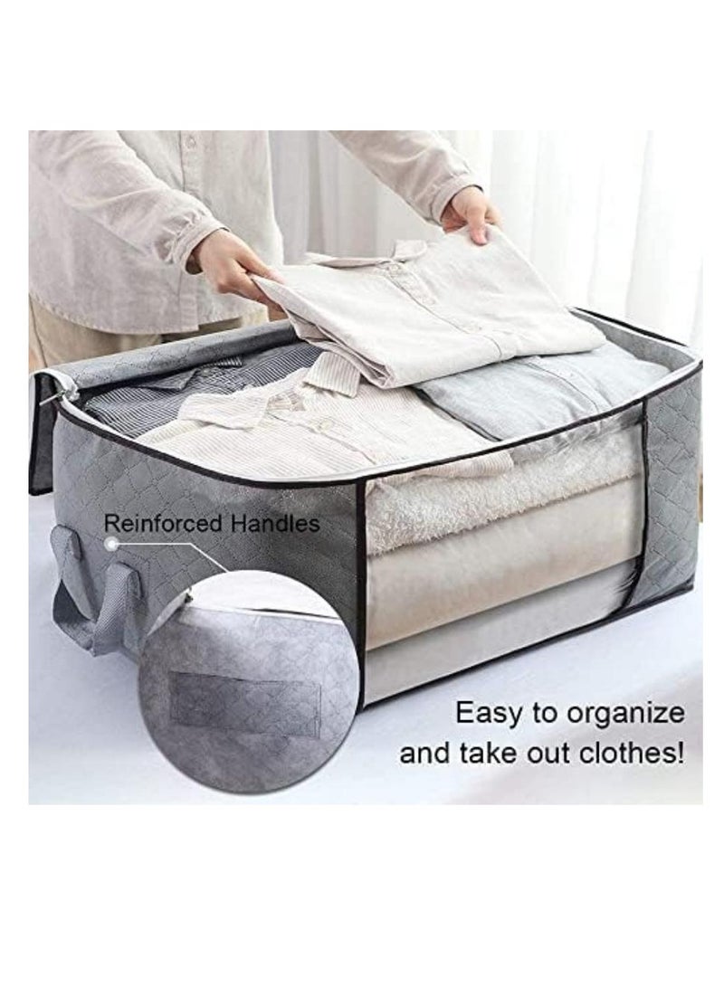 DUNISO 5 Pack Large Storage Bags, 90L Clothes Storage Bins Foldable Closet Organizers Storage Containers with Durable Handles Thick Fabric - Image 5