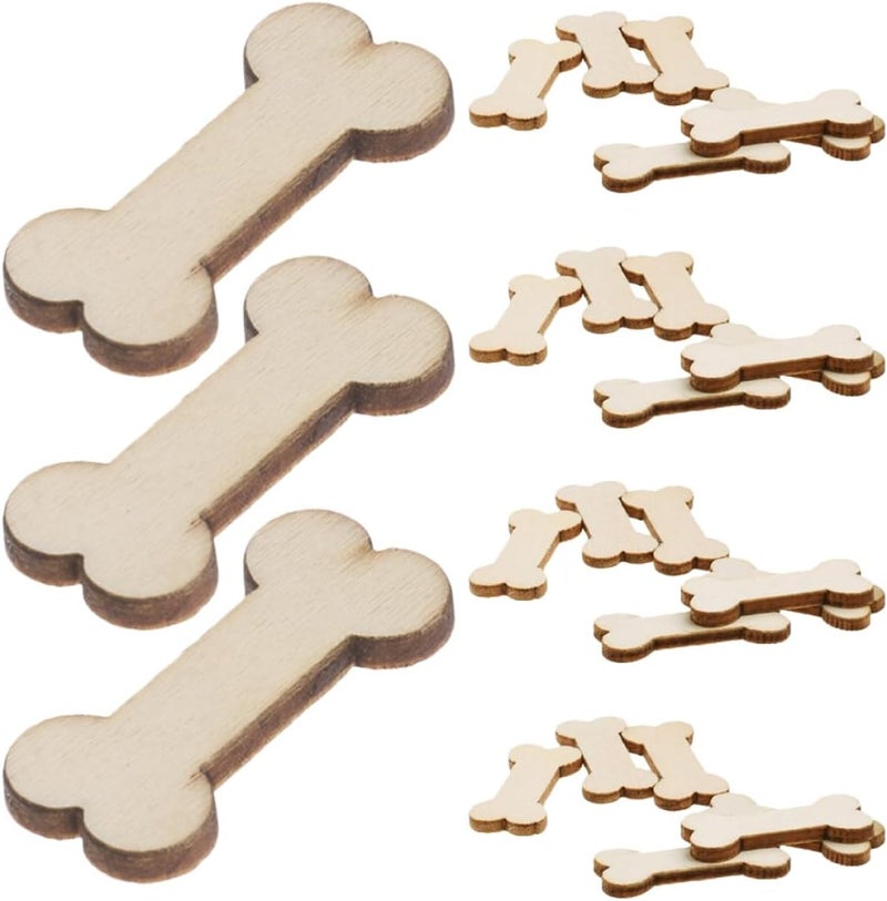 50pcs Dog Bone Shaped Wooden Cutouts for DIY Crafts Sturdy Plain Wood for Jewelry Crafting Home Decoration Party Decorations and Embellishments - Image 1
