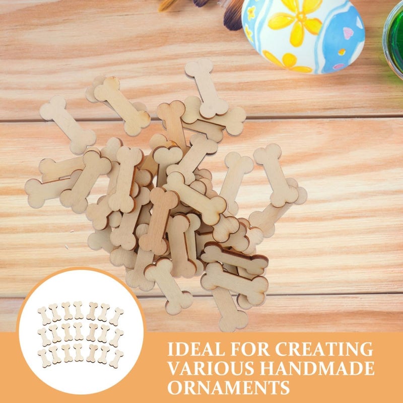 50pcs Dog Bone Shaped Wooden Cutouts for DIY Crafts Sturdy Plain Wood for Jewelry Crafting Home Decoration Party Decorations and Embellishments - Image 3