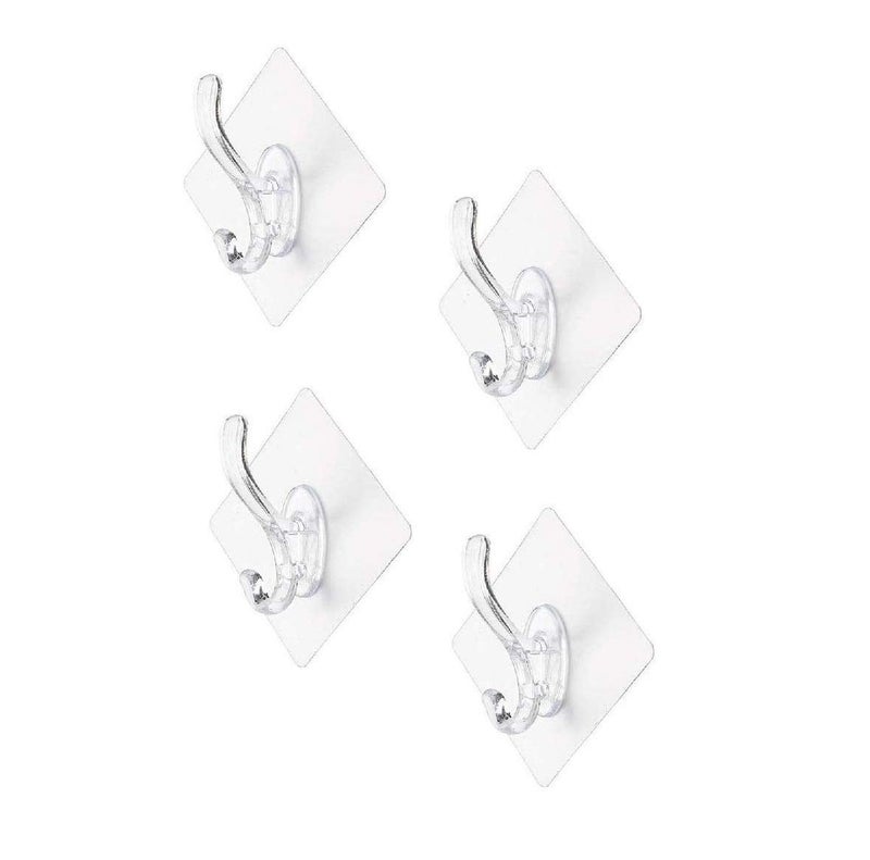 ZURATO Self Adhesive Heavy Duty Waterproof and Oil Proof Nail Free Wall Hat Hanger Hook for Bathrooms Kitchen- (Transparent) 4pc - Image 1
