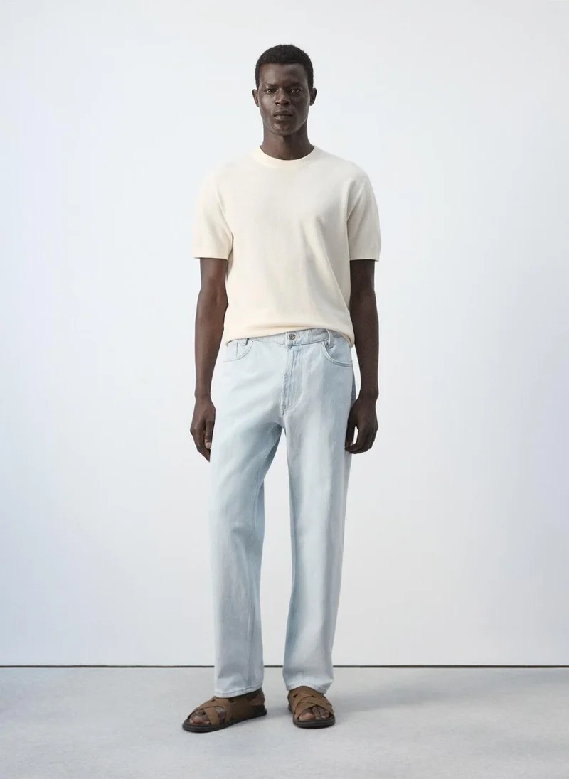 Mango Man 04-MARFIL Regular-Fit Knit T-Shirt for Men | Best Price UAE