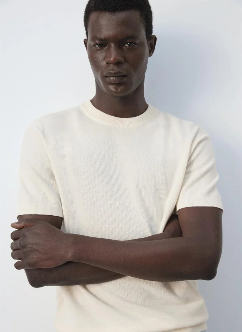 Mango Man 04-MARFIL Regular-Fit Knit T-Shirt for Men | Best Price UAE
