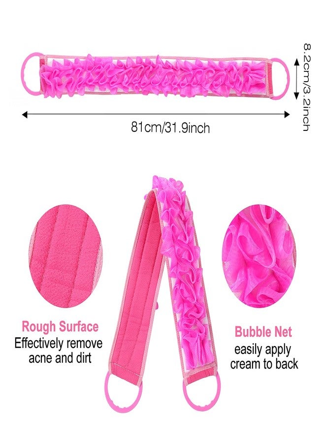 Angla 3 PACK Double-Sided Lace Cloth Back Loofah Scrubber Bath Scrub Shower Sponge Long Exfoliating Back Scrubber Scratcher Strap With Handle, Cream Skin Wash Cleaner Applicator - Image 3