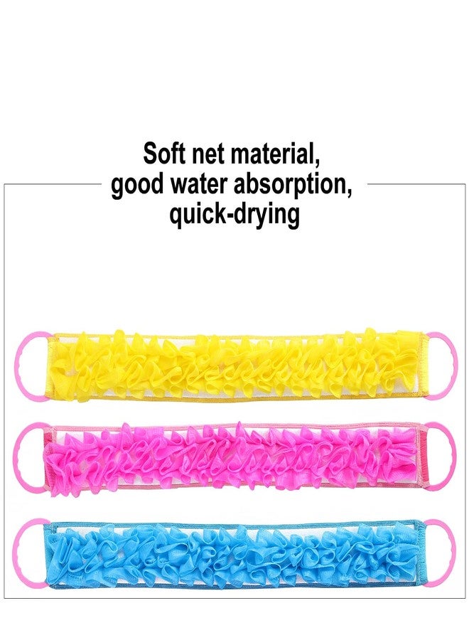 Angla 3 PACK Double-Sided Lace Cloth Back Loofah Scrubber Bath Scrub Shower Sponge Long Exfoliating Back Scrubber Scratcher Strap With Handle, Cream Skin Wash Cleaner Applicator - Image 5