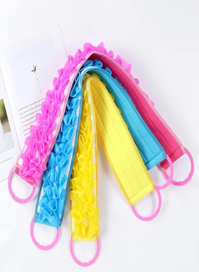 Angla 3 PACK Double-Sided Lace Cloth Back Loofah Scrubber Bath Scrub Shower Sponge Long Exfoliating Back Scrubber Scratcher Strap With Handle, Cream Skin Wash Cleaner Applicator - Image 2