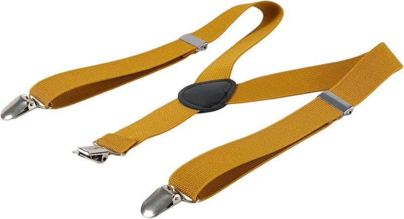 cheekyglo Tie Suspenders Set for Kids Elastic Adjustable Suspenders with Bow Ties Classic Braces Bowtie Set Gifts Trouser Hanging Clip for Wedding, Show, Stage,Turmeric - Image 4
