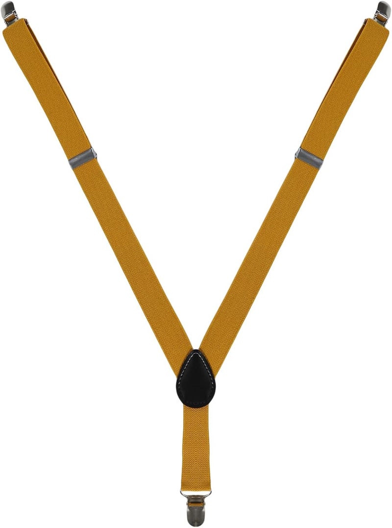 cheekyglo Tie Suspenders Set for Kids Elastic Adjustable Suspenders with Bow Ties Classic Braces Bowtie Set Gifts Trouser Hanging Clip for Wedding, Show, Stage,Turmeric - Image 5