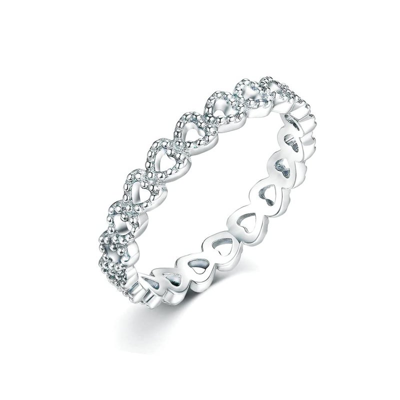 Savlano 925 Sterling Silver Bezel Hearts Stackable Ring Band for Women - Made in Italy Comes With a Gift Box (6) - Image 1