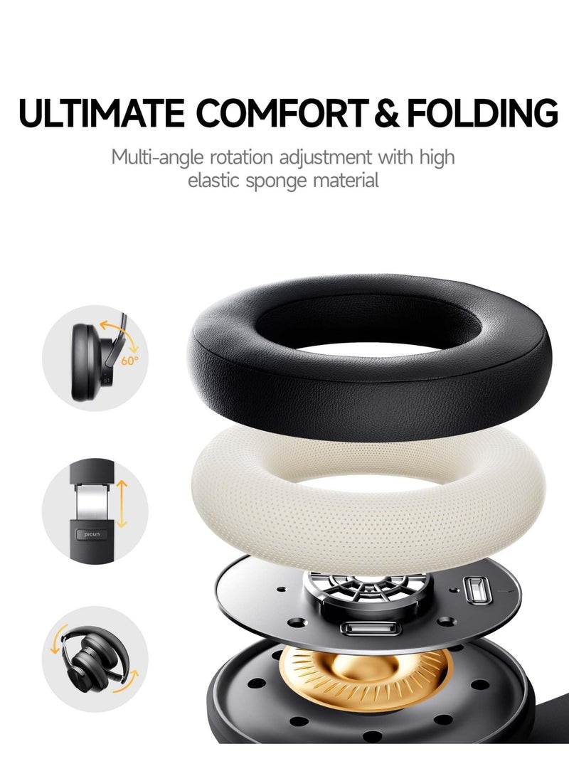 Picun B8 Wireless Bluetooth Headphones, with 3 EQ Modes, Low Latency, Hands-Free Calls, Over Ear Headphones for Travel Home Office Cellphone PC - Image 5