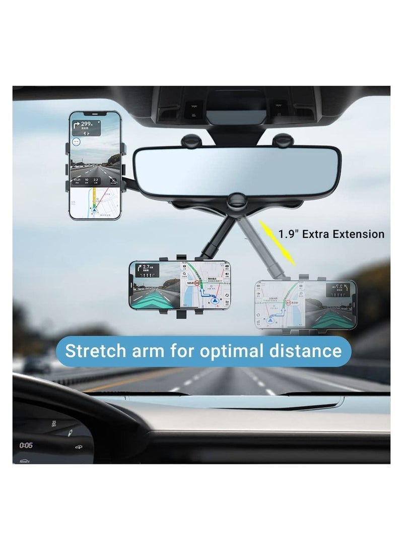 GGEROU Rearview Mirror Phone Holder for Car,360° Rotatable Retractable Car Phone Holder,Automobile Cradles,Phone Mount for Car - Image 4