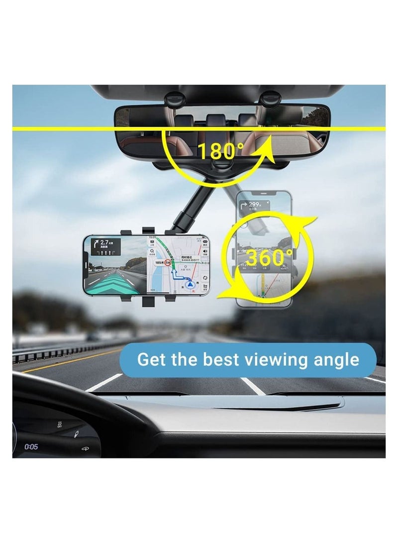 GGEROU Rearview Mirror Phone Holder for Car,360° Rotatable Retractable Car Phone Holder,Automobile Cradles,Phone Mount for Car - Image 3