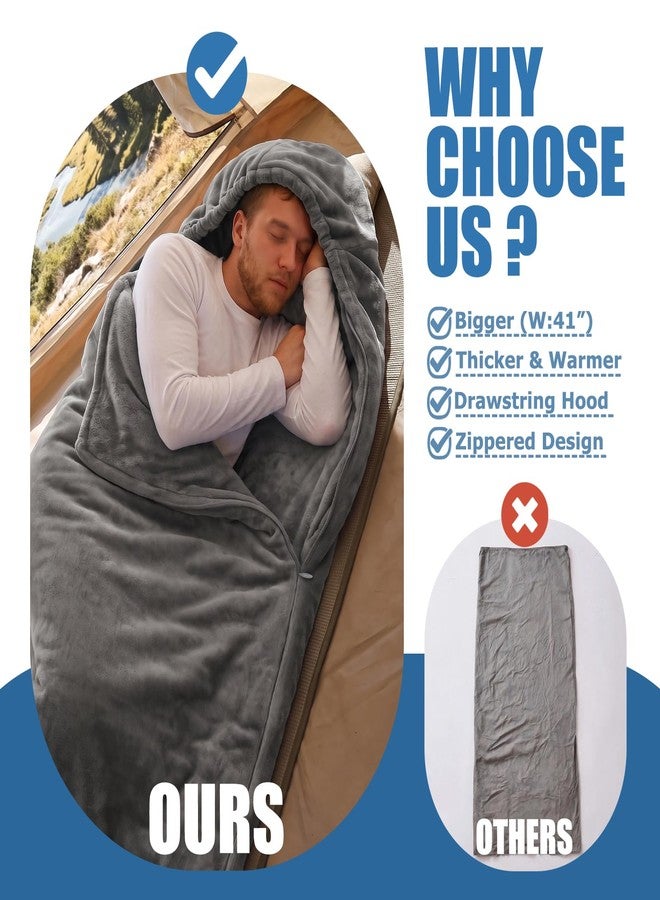 tuphen Flannel Sleeping Bag Liner, Travel Sheets for Adult Sleep Sack - Camping Sheet for Traveling, Backpacking, Hotel - 4 Seasons Sleep Sack with Adjustable Drawstring Hood - Image 5